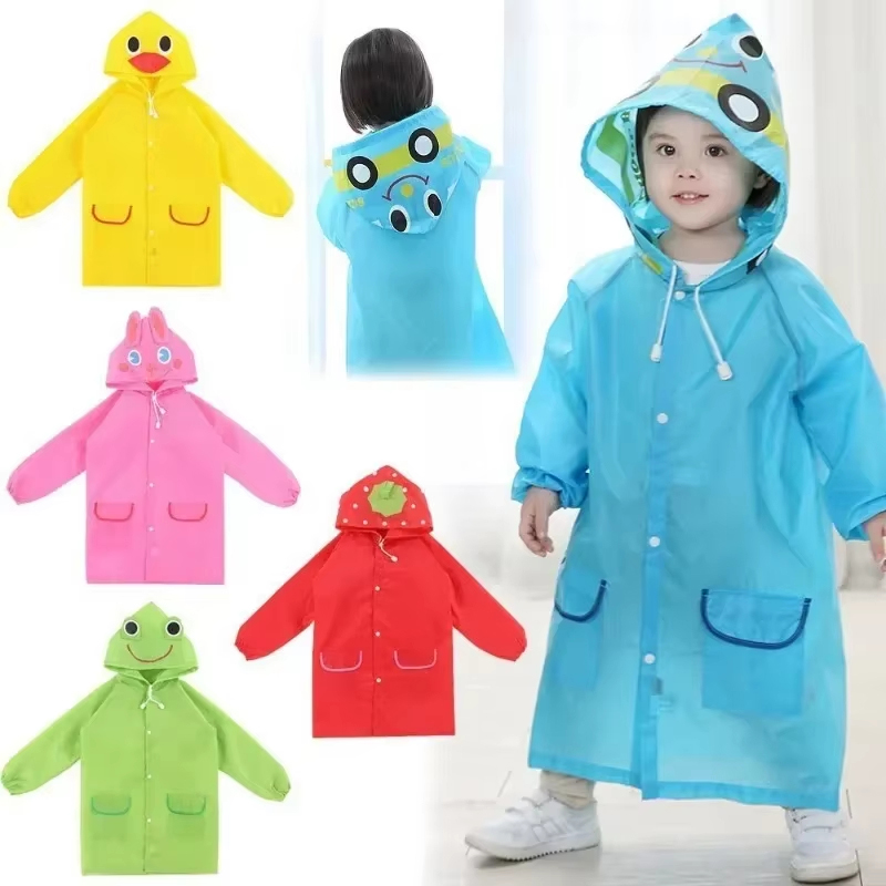 Camping Rain Poncho - Cartoon Animal Style Raincoat para crianças,
